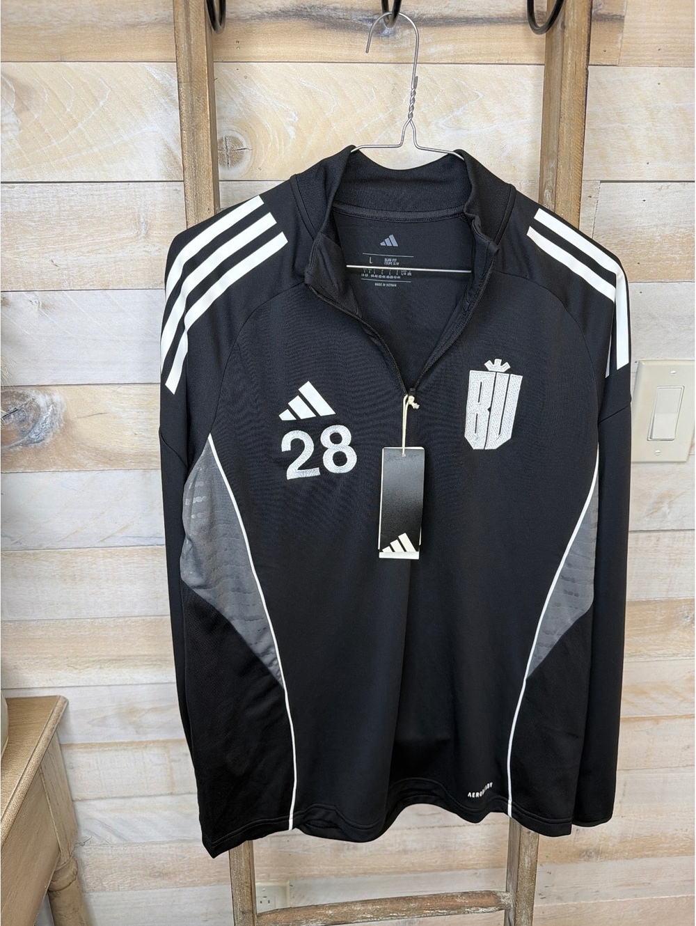 Adidas Brooklyn University soccer Training Camp 1/4 Zip Slim Fit Large NWT